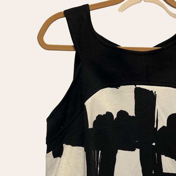 Donna Morgan Vintage Black & White Abstract Sleeveless Sheath Dress Size 10 - Picture 4 of 6